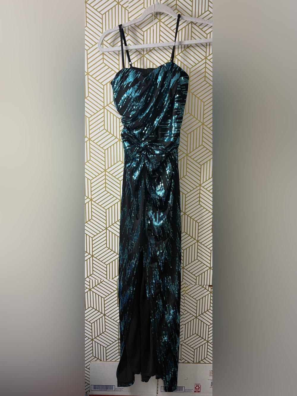 As you Wish black Dress with teal sequins size small